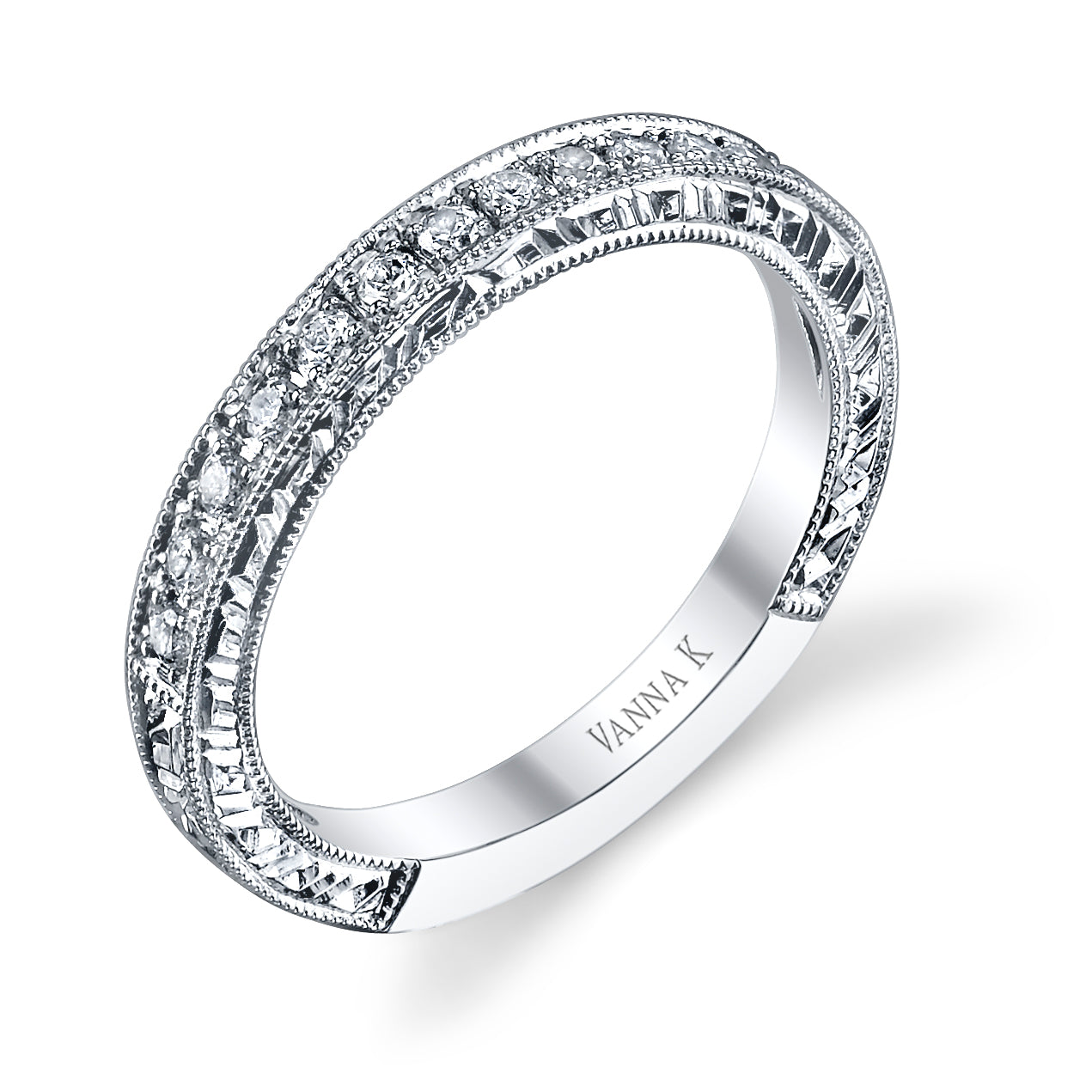 Hand Engraved Perfect Profile Diamond Band Style 18BND865