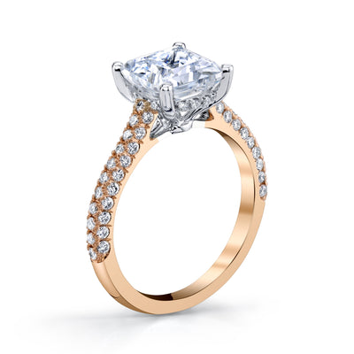 18K Rose Gold Pave Princess Engagement Ring