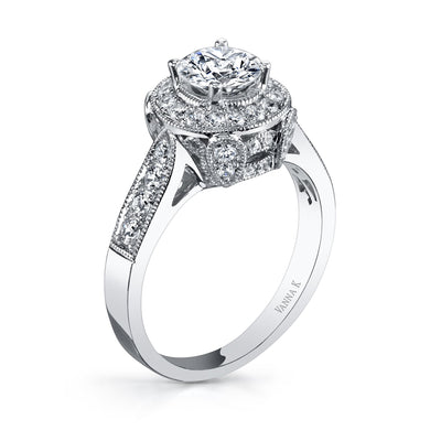 18K White Gold Halo Diamond Engagement Ring