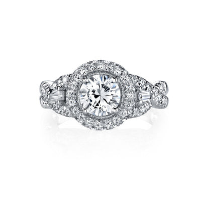 18K White Gold Halo Diamond Engagement Ring