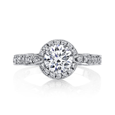 18K White Gold Halo Diamond Engagement Ring