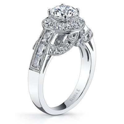 18K White Gold Halo Diamond Engagement Ring