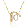 14K YELLOW GOLD ARMENIAN INITIAL DIAMOND NECKLACE