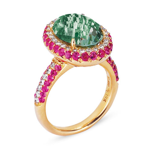 Gelato Color Gemstone and Diamond Fashion Ring Style 18RO604PGA