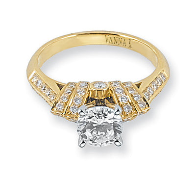 Vintage Inspired Diamond Pave Set Solea Ring Style 18M00066YRCZ
