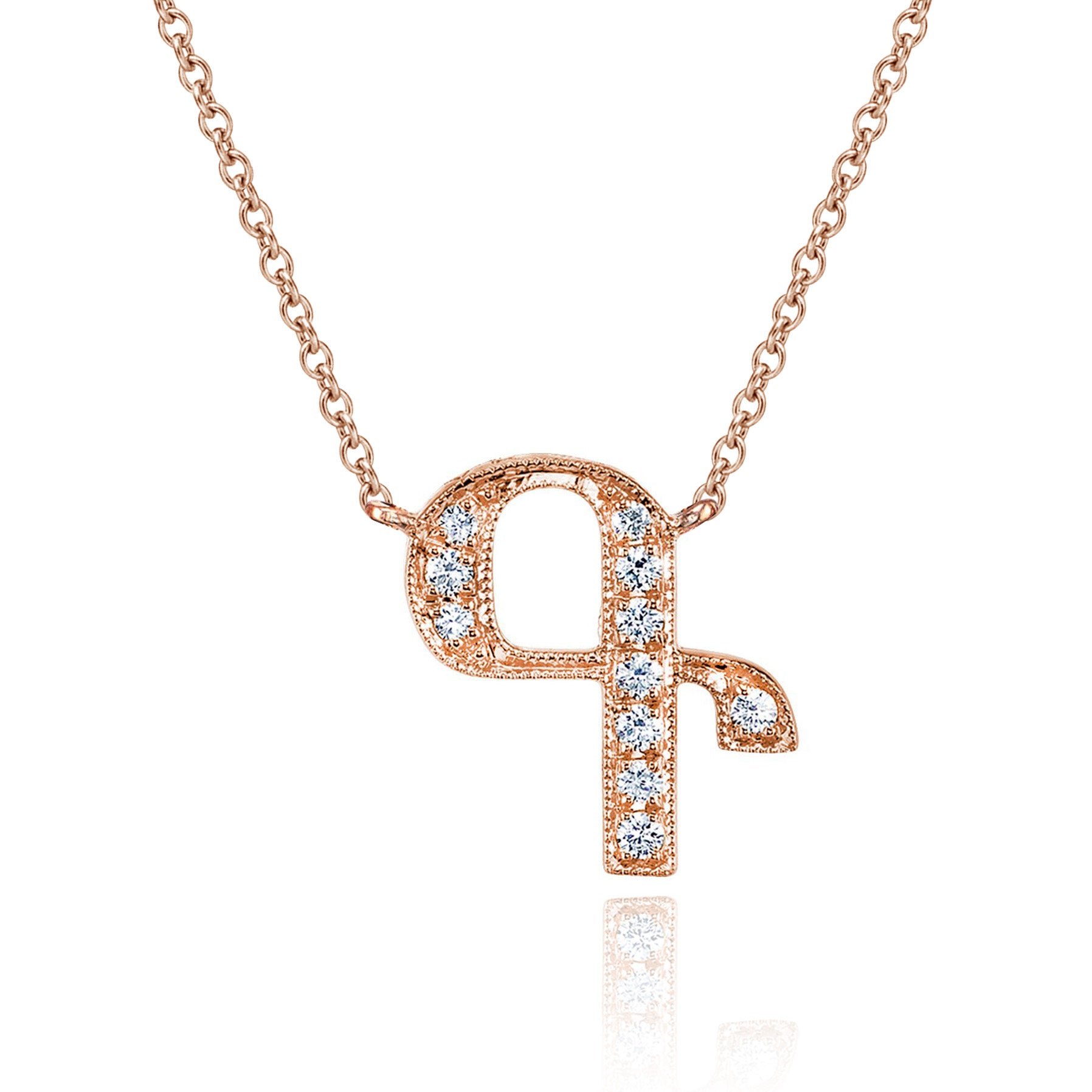 14K ROSE GOLD ARMENIAN INITIAL DIAMOND NECKLACE