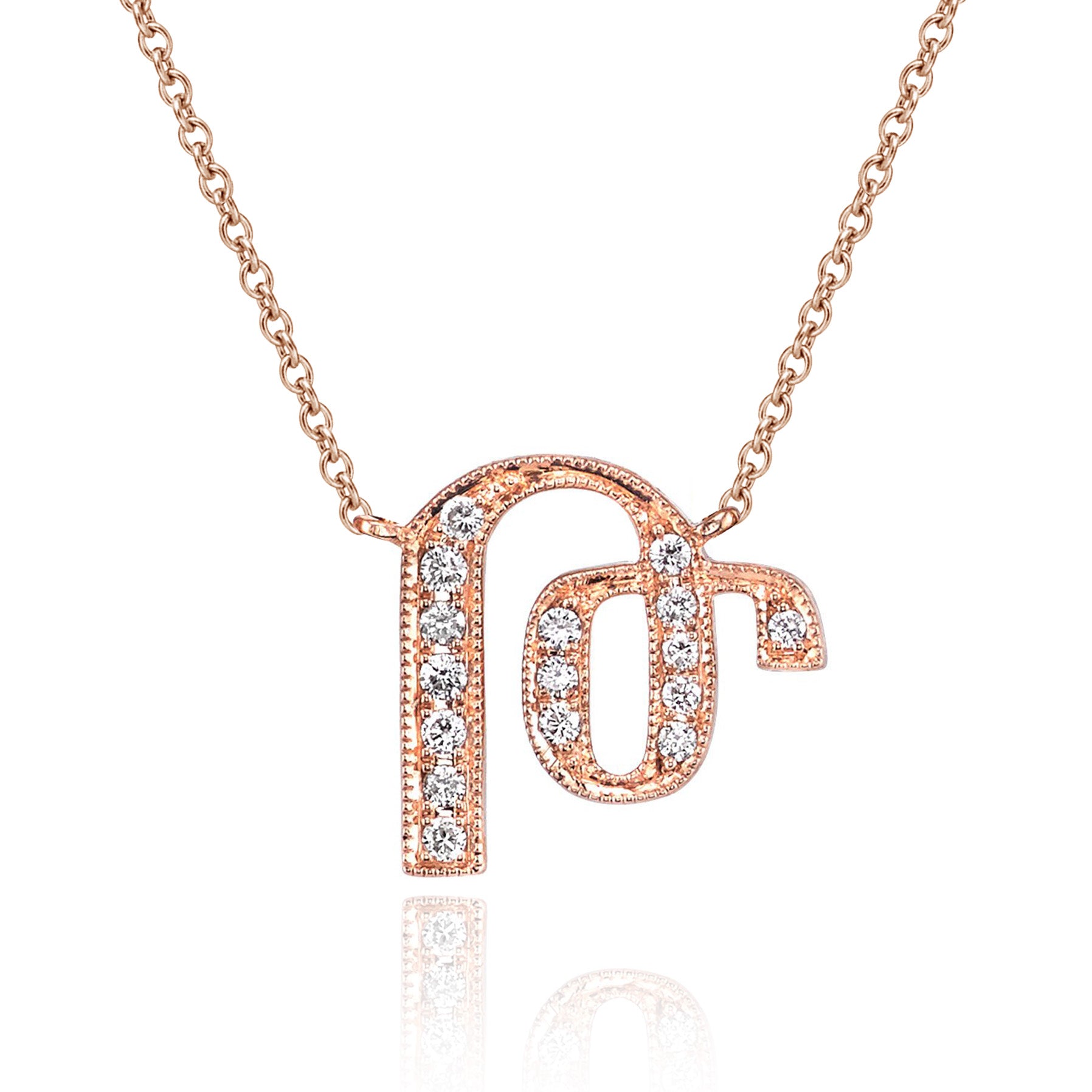 14K ROSE GOLD ARMENIAN INITIAL DIAMOND NECKLACE