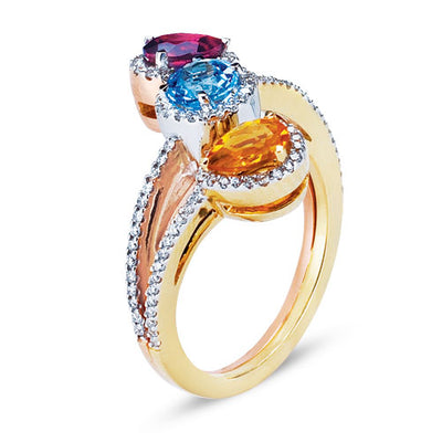 Gelato Color Gemstone and Diamond Fashion Ring Style 18RO547D