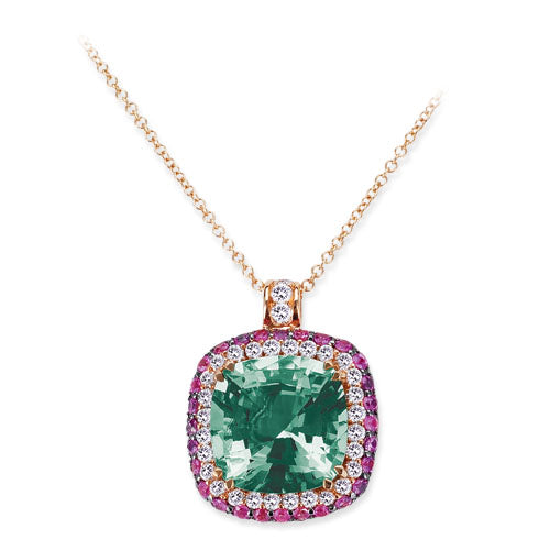 Gelato Color Gemstone and Diamond Necklace Style 18PO385D