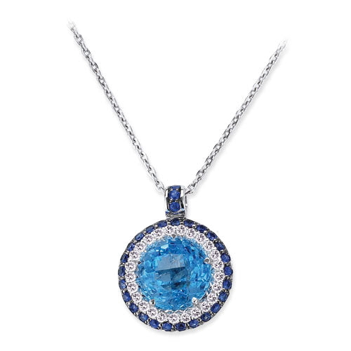 Gelato Color Gemstone and Diamond Necklace Style 18PO398D