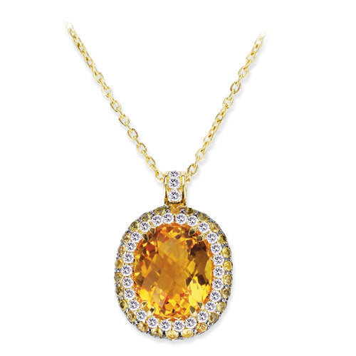 Gelato Color Gemstone and Diamond Necklace Style 18PO36OD
