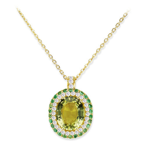 Gelato Color Gemstone and Diamond Necklace Style 18PO510YD