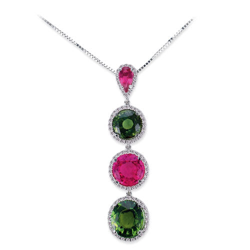 Gelato Color Gemstone and Diamond Necklace Style 18PO541D