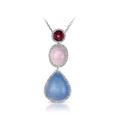 Gelato Color Gemstone and Diamond Necklace Style 18PO031D