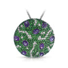 18K White gold medallion with tsavorite amethyst and diamonds 18PO00818D