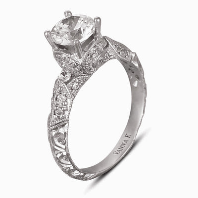 Hand Engraved Perfect Profile Diamond Ring Style 18RGL00422DCZ