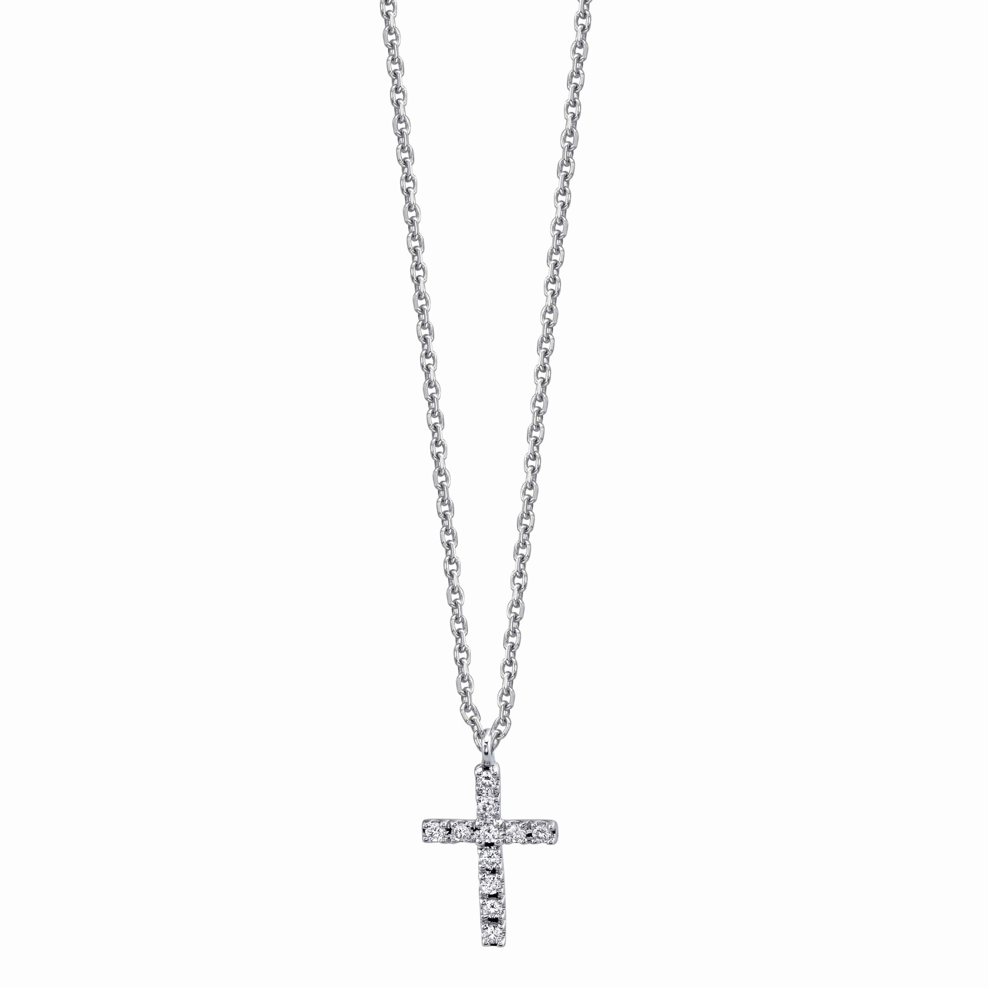 Diamond Cross Pendant Necklace 14P259WD