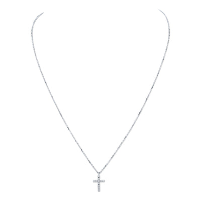 Diamond Cross Pendant Necklace 14P259WD